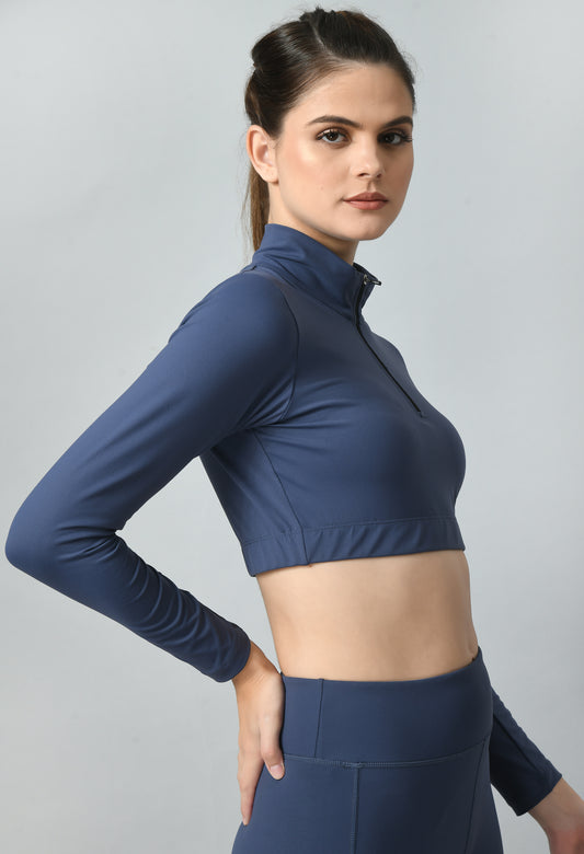 Flex-on Quarter Zip Crop Top